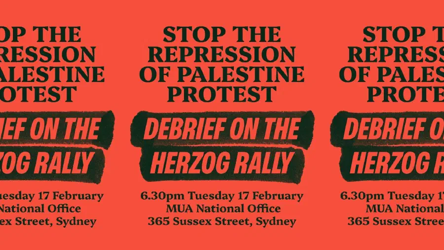 Event poster for the Debrief on the Herzog Rally meeting.