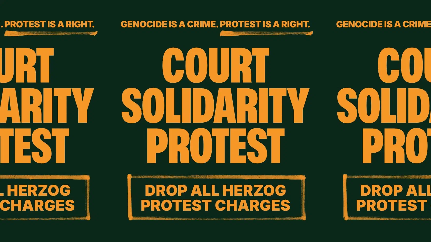 Protest poster with event details.
