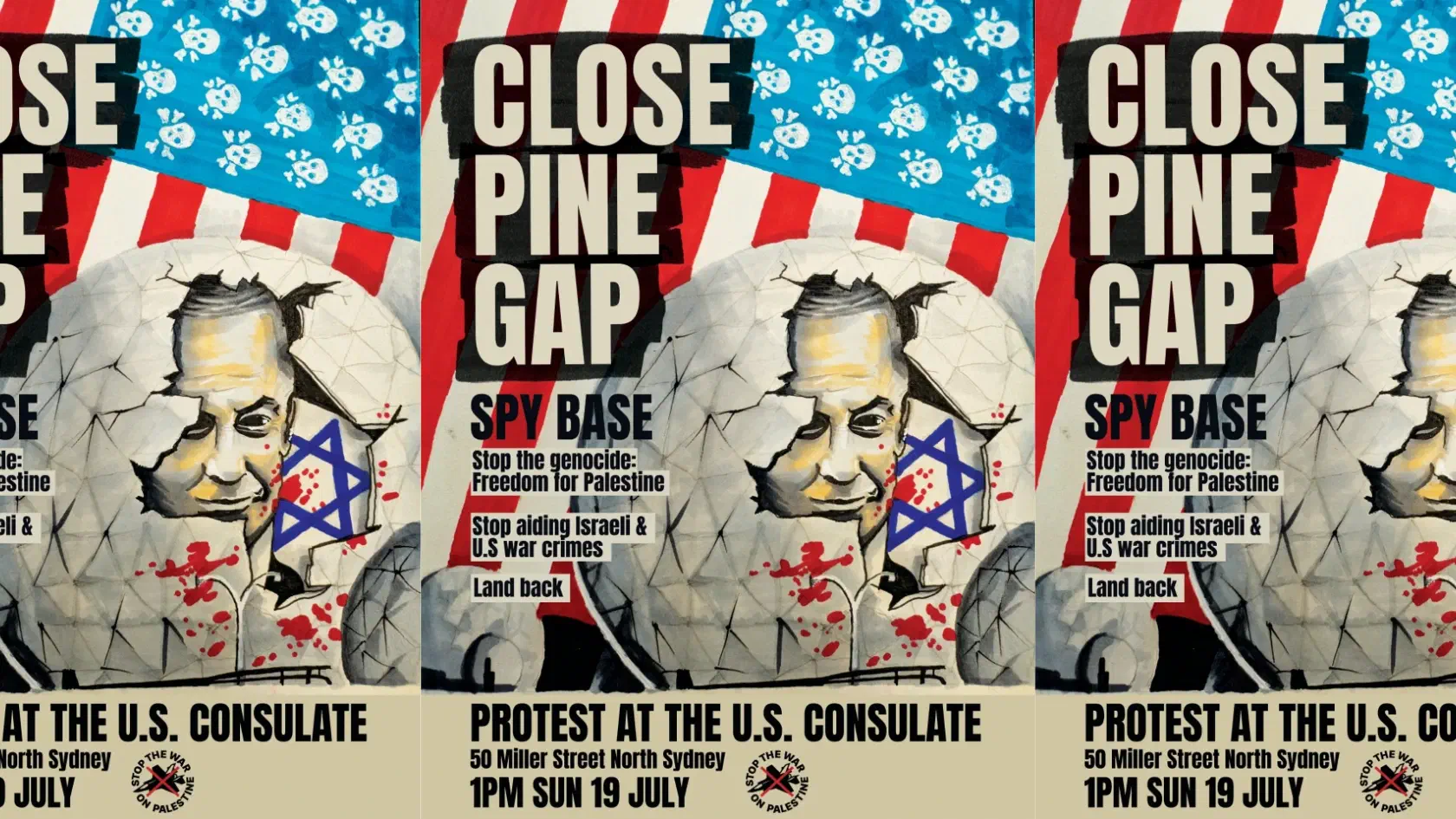 Event poster with details of the protest rally.