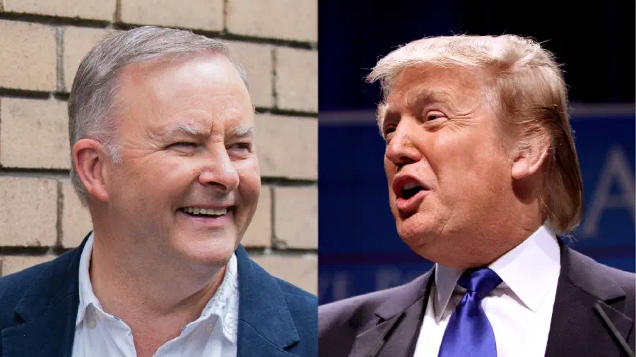 Portraits of Anthony Albanese and Donald Trump.