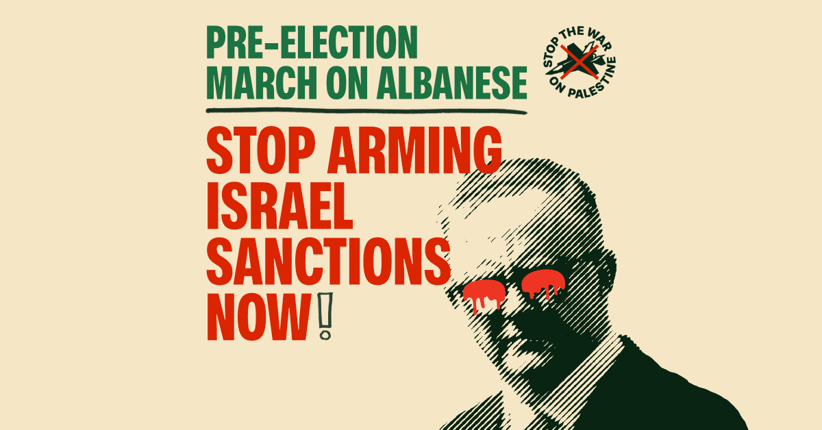 A stylised line-art image of Anthony Albanese overlaid with text of the event title and details